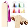 24Pcs Marque Page Vierge Bois 24Pcs Gland Multicolore Signet Etiquette Rectangulaire Artisanat DIY Bricolage Décoration Cadeau F