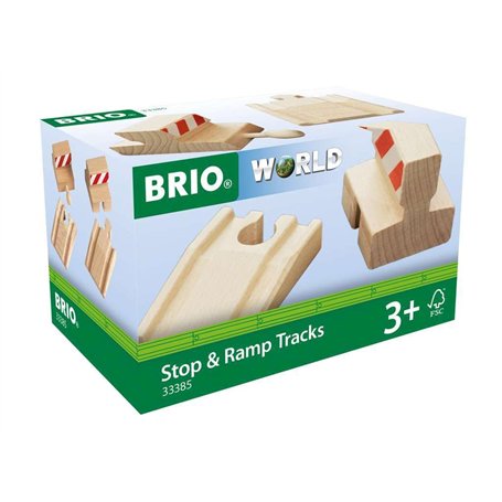 BRIO World - 33385 - Lot de 2 Rampes et 2 Butoirs - Accessoire pour circuit de train en bois - Jouet pour garçons et filles à pa