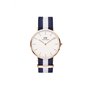 Daniel Wellington Classic Glasgow, Montre Bleu-Blanc/Or Rose, 40mm, NATO, pour Hommes