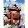 Sac à dos en cuir véritable pour homme - Vintage - Sac à dos multi-poches - Sac à dos de voyage décontracté - Marron - Taille XL