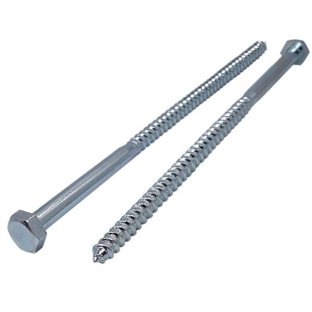 Marcopol DIN 571 Lot de 12 vis à bois avec tête hexagonale en acier zingué (M10 x 300 mm)