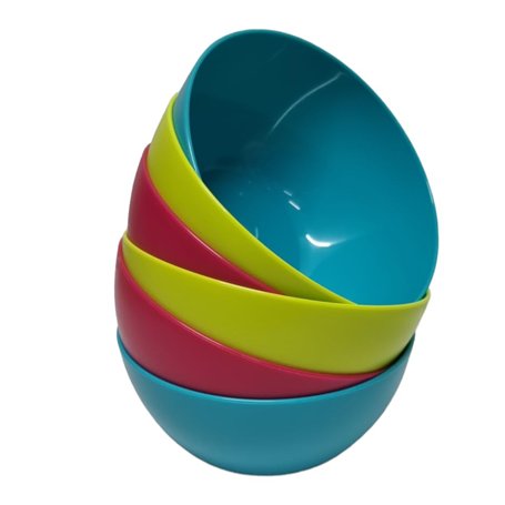 Lot de 6 bols en plastique sans BPA 690ml bol en plastique coloré réutilisable Ramen Salade pop-corn Bol Couverts étanches Passe