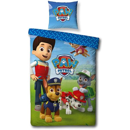 LesAccessoires Pat Patrouille Parure de Lit 2 pièces pour Enfant - Housse de Couette (140x200) + Taie d'oreiller (63x63)