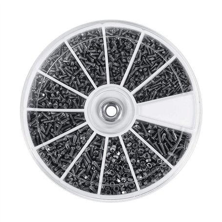 Kit d'assortiment de Petites Mini vis écrous 600pcs 12 Types de boulons boulons Attaches Assorties M1 M1.2 M1.4 M1.6 pour Montre