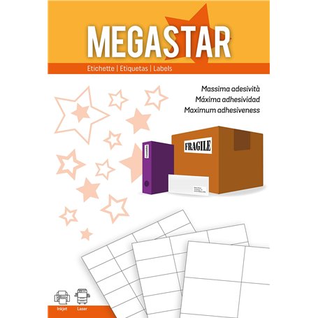 Boîte de 100 feuilles étiquettes blanches sans marges-laser/jet d'encre/photocopieurs-105x148 mm megastar lp4ms-105148