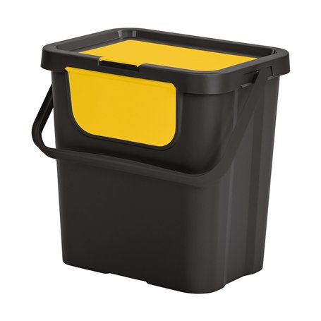 Tontarelli - Poubelle MODE DOUBLE 24L avec poignée noir/ambre