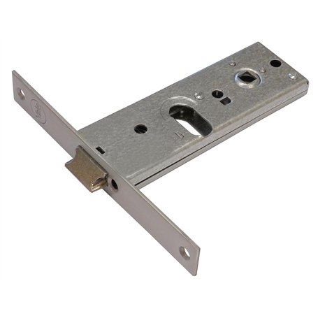 Serrure mécanique de bandeau '970' pour portes en aluminium. Finition vernie noire. Trou ovale pour cylindre. Vis de fixation po