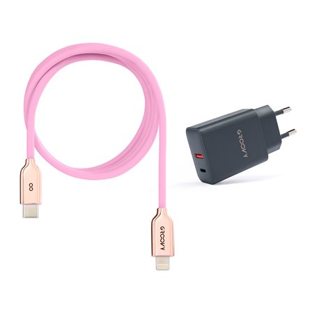 USB-A + USB-C 20W Charger with Apple-Compatible Cable 1m | Fast Charge 3A