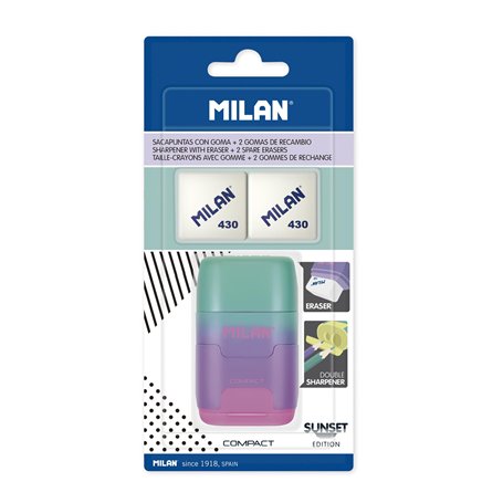 MILAN Blister en plastique compact Sunset lilas + 2 gommes de rechange
