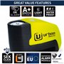 URBAN UR6 Antivol Moto Bloque Disque sans/avec Alarme Hi-Tech 120dB+LED+Warning Plus Efficace, Trés Étanche, Batterie CR2 Long D