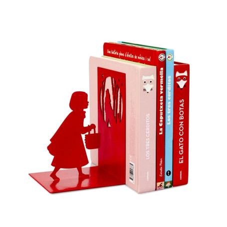 Balvi Serre-Livres Little Red Couleur Rouge Inspiré par l'histoire du Petit Chaperon Rouge et du Loup