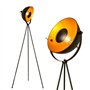 BarcelonaLED Lampe sur pied trépied projecteur métallique noir avec spot réfléchissant doré Décoration vintage nordique rétro av