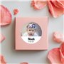 Etiquettes adhésives avec photo pour baptême. Autocollants personnalisés avec nom et date pour les cadeaux de vos invités. Mesur