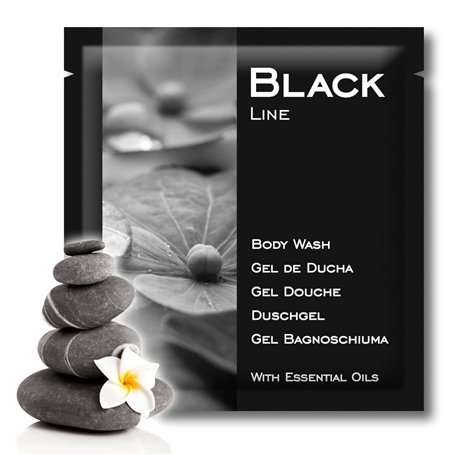 GPQ – Gel Douche Hotel BLACK Line | 400 unités x 8 Gr. | Commodités de l'hôtel | Aux huiles essentielles