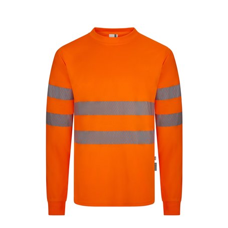 VELILLA 305634 T-Shirt à Manches Longues en Polyester recyclé avec Bande segmentée Orange Fluo Taille XL