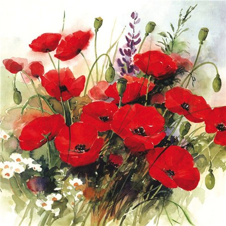 Ambiente Serviettes en papier 3 plis Motif coquelicots sauvages