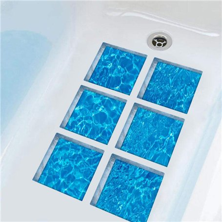 QUUPY Lot de 6 autocollants carrés antidérapants pour baignoire et douche 15 cm