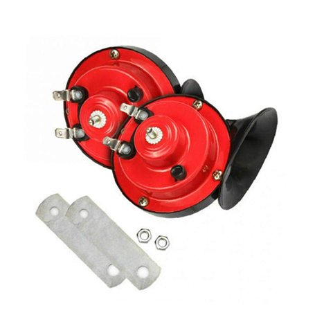 Snail Air Horn train Corne Kit Moto électrique Corne 24V 300dB super bruyants Horns pour Camions Autos Motos Bateaux Noir Rouge