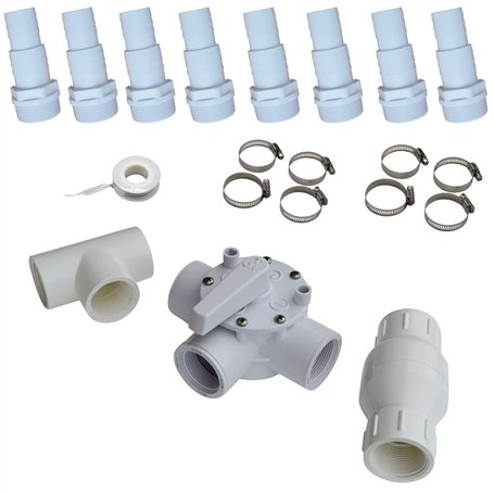 SPIRATO Kit solaire pour piscine avec valve 3 voies + pièce en T + clapet anti-retour Bypass pour chauffage solaire avec raccord