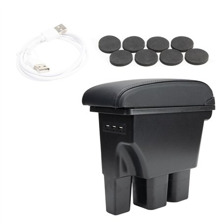 GNXfixt Accoudoir central - Boîte de rangement - Compatible avec Jimny JB64 JB74 2018-2023 - Accessoires - Noir - Avec port de c