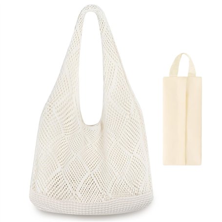 1 pièce sac crochet+1 pièce à cosmétiques， sac plage femme， été femme，beach bag，à main ete，cabas de plage，grand