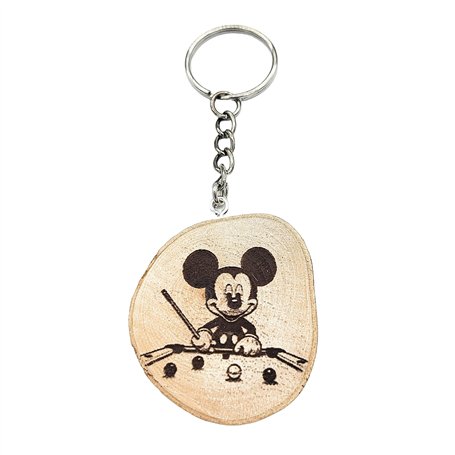 Promotech - Magnifique porte-clés Majic Mouse - Fabriqué à la main et gravé au laser en bois naturel (Snooker Mickey)
