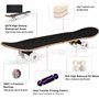 Deck Complet de Skateboard en érable de 31 Pouces pour débutants, Skateboard Professionnel avancé-Éclair Violet