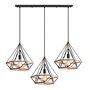 iDEGU 3 Lampes Suspension Luminaire Industrielle Lustre Plafonnier Vinatge Abat-jour Cage Dimant en Métal et Corde de Chanvre La