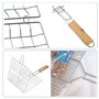 Universel Grille de Barbecue Portable Griller Panier Griller Panier avec Poignée en Bois Grilles de Poisson Pliables Barbecue av