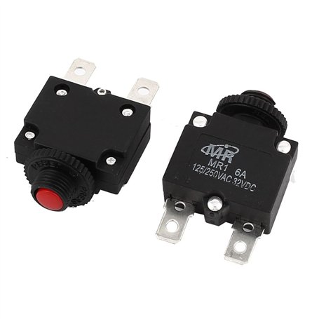 sourcing map 125V/250V 6A disjoncteur rouge bouton de réinitialisation protection contre les surcharges 2 pièces