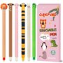 YNOUYRS Trousse Ecole 2 en1 en Silicone Souple-Set thème animalier stylos à encre gel effaçables