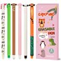 YNOUYRS Trousse Ecole 2 en1 en Silicone Souple-Set thème animalier stylos à encre gel effaçables