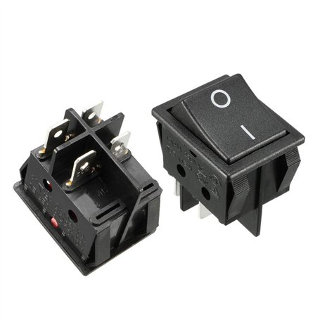 sourcing map 5Pcs AC 16A/125V 16A/250V 4 Terminal 2 Position Bateau DPST Interrupteur à Bascules Noir