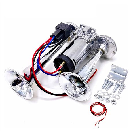 YIYIDA Klaxon électrique de voiture Trompettes Klaxon de voiture 160DB Zinc Chromé Klaxon à tonalité aiguë et à tonalité grave D