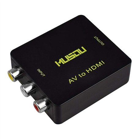 Musou Mini Convertisseur 3RCA Composite CVBS AV vers HDMI Adaptateur pour ps3 Xbox Xbox360 Blu Ray Sky HD VHS VCR DVD DVR HDTV 7