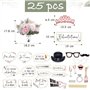 25 Mariage Accessoires de Photomaton Selfie Photobooth Props en Français pour Fête Mariage Décoration Party