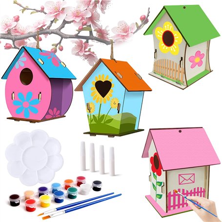 MINISOISO 4 Pièces Maison D'Oiseau Bricolage Kit