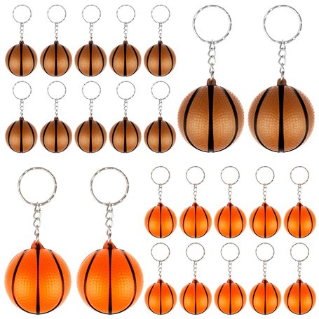 24 Pcs Porte-clés de Mini Basketball Porte-Clés de Faveur de Basketball Balles Anti-Stress de Basketball Cadeau d’Équipe de Bask