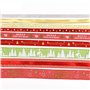 Pveath Rubans de Noël 9 Rubans de Cadeau Rouge/Argent/Or/Vert Gros-Grain Bande Stripe Brillant pour Cadeau, Gâteau, Enveloppemen