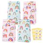 24pcs Sac Cadeau Papier 18x9x5cm Pochette Cadeau Arc-en-ciel Sachets à Bonbons Biscuit avec Autocollants Emballage Cadeau pour A
