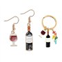 GTYHH 1 Paire De Boucles d'oreilles en Verre De Vin Rouge Et 1 Porte-Clés en Verre De Vin Rouge