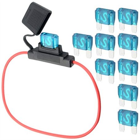 WMYCONGCONG Porte-fusible en ligne robuste Porte-fusible à lame de calibre 10 avec 10 fusibles 60AMP