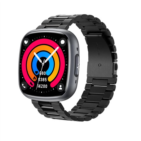 Knauermann NEO 2 (2025) - Noir rectangulaire - Montre saine Smartwatch - ECG - Fonction HRV - BT Bluetooth - Apnée du sommeil -