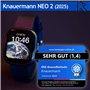 Knauermann NEO 2 (2025) - Noir rectangulaire - Montre saine Smartwatch - ECG - Fonction HRV - BT Bluetooth - Apnée du sommeil - 
