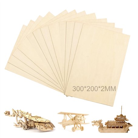 12 Feuilles de Bois de Balsa 300 * 200 * 2mm Contreplaqué non Fini Minces de Bois de Balsa planches en bois pour travaux manuels