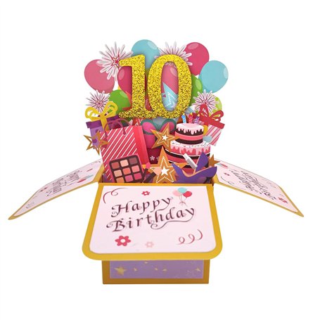 Carte pop-up « Happy 10th Birthday » pour fille