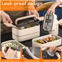 WIYETY Bento Boîte à déjeuner à 2 étages avec compartiments : boîte à déjeuner pour adulte en acier inoxydable de qualité supéri