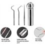 DCQQ Lot de 2 Cure Dent Metal kit Portable réutilisable porte-cure-dents en acier inoxydable Cure-Dents Nettoyage de Crochet de