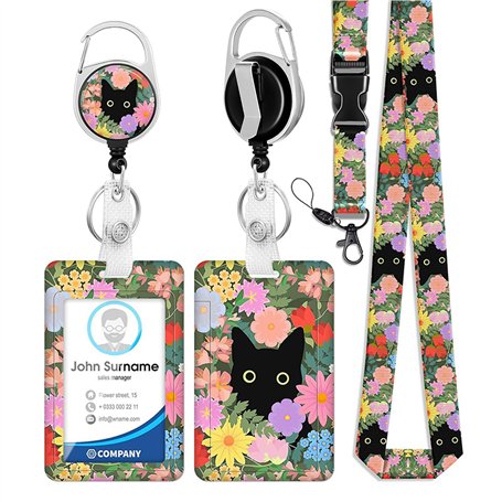 Porte Badge avec Cordon Tour de Cou avec Porte-Cartes