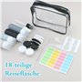 Set de 18 Bouteilles de Voyage en Silicone – Approuvé TSA Contenant Voyage– Antifuite et Pratiques pour Shampoing et Liquides – 